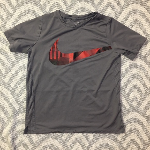 Nike Other - NIKE Kids Dri-Fit Gray Red Logo Shirt, Large